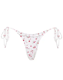 Motel Rocks Swimwear-Lentra Bikini Bottom in Red Floral Beige Gingham with Ruffle RedFloralBeigeGinghamwithRuffle