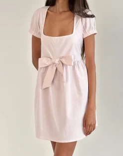 Motel Rocks Party Dresses-Leshiana Mini Dress in Poplin Light Pink PoplinLightPink