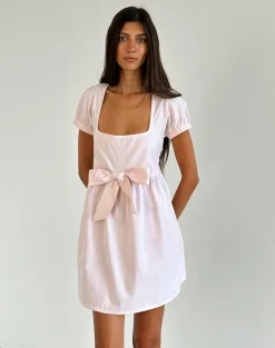 Motel Rocks Party Dresses-Leshiana Mini Dress in Poplin Light Pink PoplinLightPink