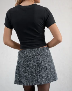 Motel Rocks Co-Ords | A Line Skirts-Letty Tailored Mini Skirt in Black and White
