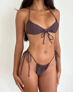Motel Rocks Swimwear-Leyna Bikini Bottom in Coffee