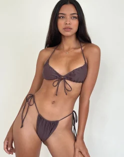 Motel Rocks Swimwear-Leyna Bikini Bottom in Coffee