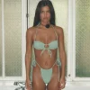 Motel Rocks Swimwear-Leyna Bikini Bottom in Green lichen