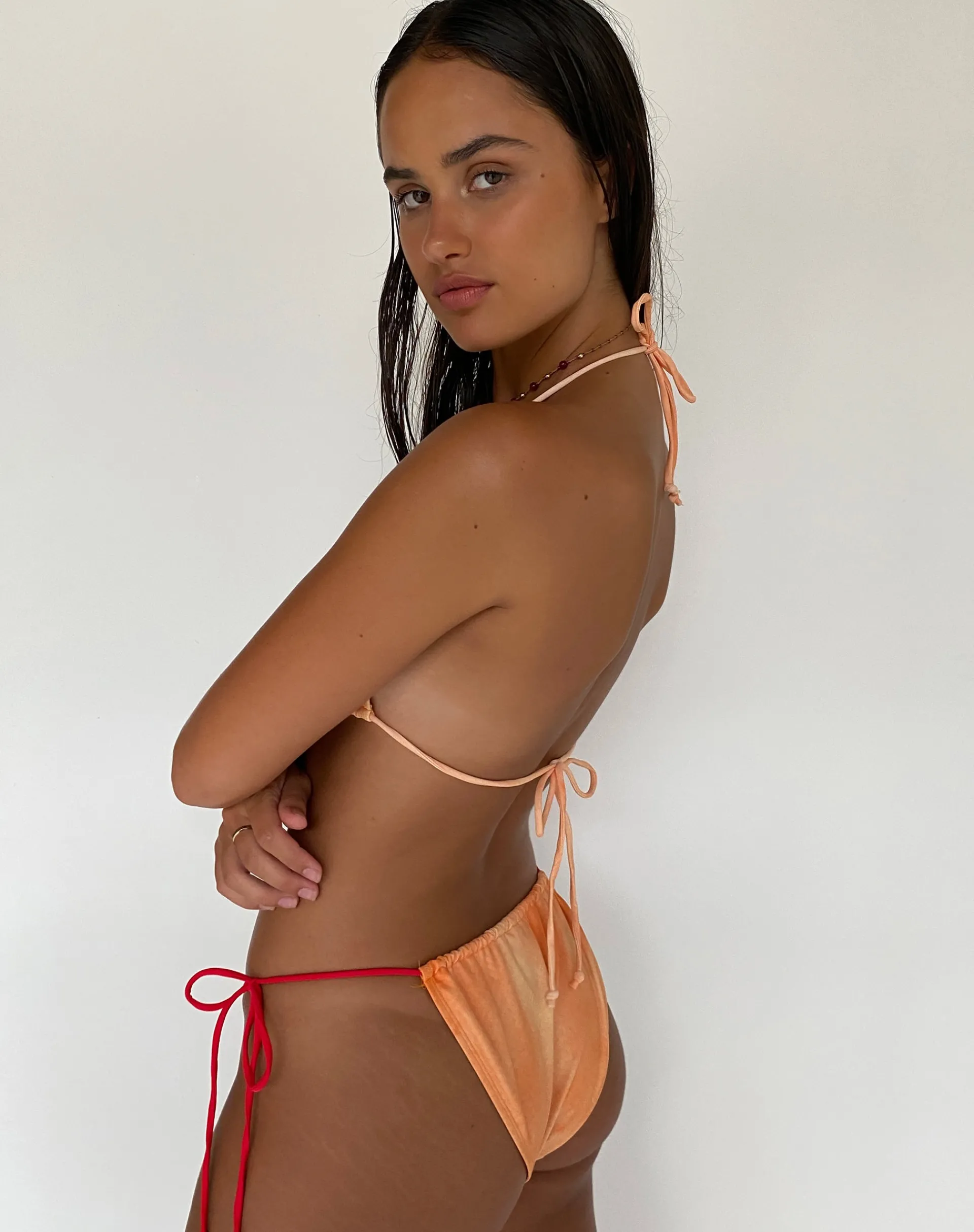 Motel Rocks Swimwear-Leyna Bikini Bottom in Orange Flower OrangeFlower