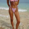 Motel Rocks Swimwear-Leyna Bikini Bottom in Pastel Pink Tartan PastelPinkTartan