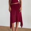 Motel Rocks Midi Skirts-Leysa Midi Skirt in Sheer Knit Red