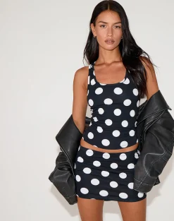 Motel Rocks Co-Ords | Mini Skirts-Lidya Mini Skirt in XL Spot Black XLSpotBlack