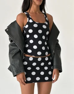 Motel Rocks Co-Ords | Mini Skirts-Lidya Mini Skirt in XL Spot Black XLSpotBlack