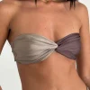 Motel Rocks Swimwear-Linda Twist Bikini Top in Latte Espresso LatteEspresso