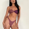 Motel Rocks Swimwear-Linda Twist Bikini Top in Deep Mauve Plum DeepMauvePlum