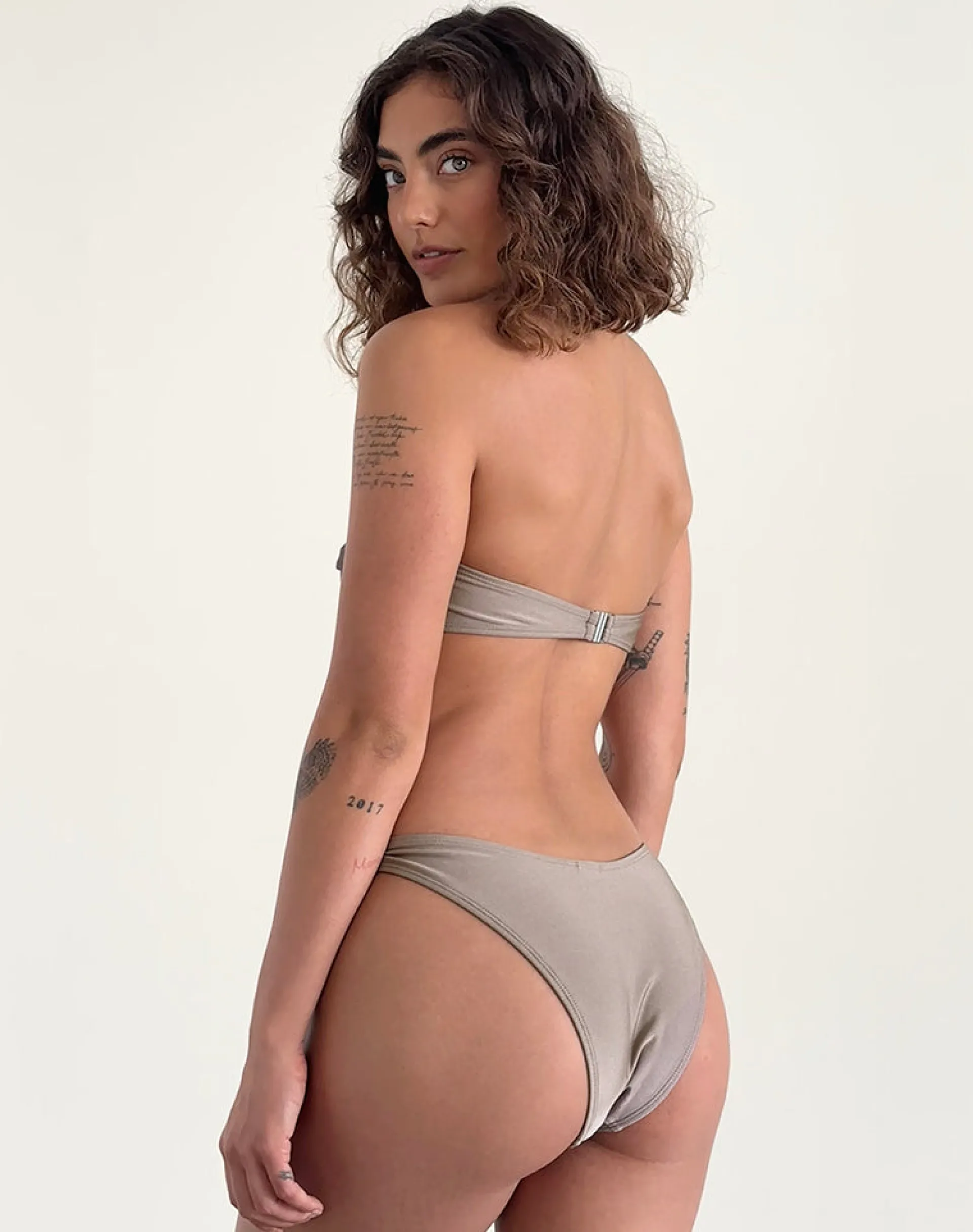 Motel Rocks Swimwear-Linda Twist Bikini Top in Latte Espresso LatteEspresso