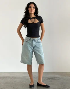 Motel Rocks Basics | Basic Tops-Lindsay Top in Textured Black