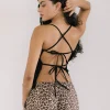 Motel Rocks Basic Tops | Strappy Tops-Lintang Tie Back Top in Linen Black