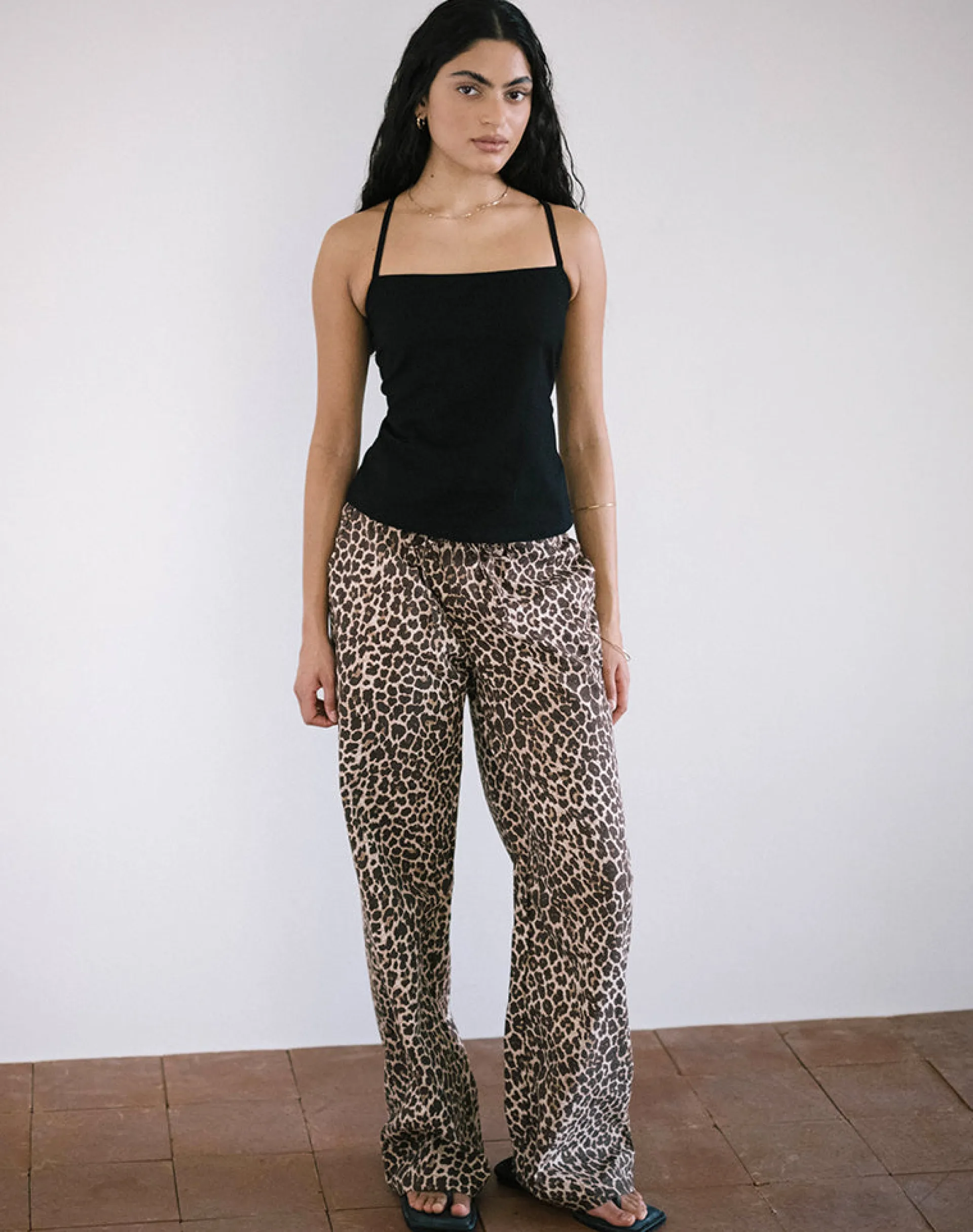 Motel Rocks Basic Tops | Strappy Tops-Lintang Tie Back Top in Linen Black