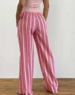 Motel Rocks Wide Leg Pants | Low Rise Pants-Lirura Trouser in Vertical Red Stripe VerticalRedStripe