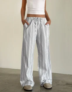 Motel Rocks Basics | Low Rise Pants-Lirura Trouser in Vertical Grey Stripe VerticalGreyStripe