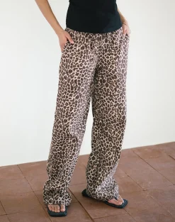Motel Rocks Wide Leg Pants-Lirura Trousers in Rar Leopard Sandstorm RarLeopardSandstorm