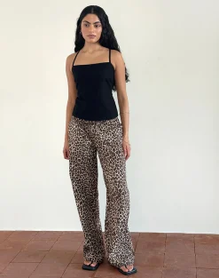 Motel Rocks Wide Leg Pants-Lirura Trousers in Rar Leopard Sandstorm RarLeopardSandstorm