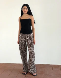 Motel Rocks Wide Leg Pants-Lirura Trousers in Rar Leopard Sandstorm RarLeopardSandstorm