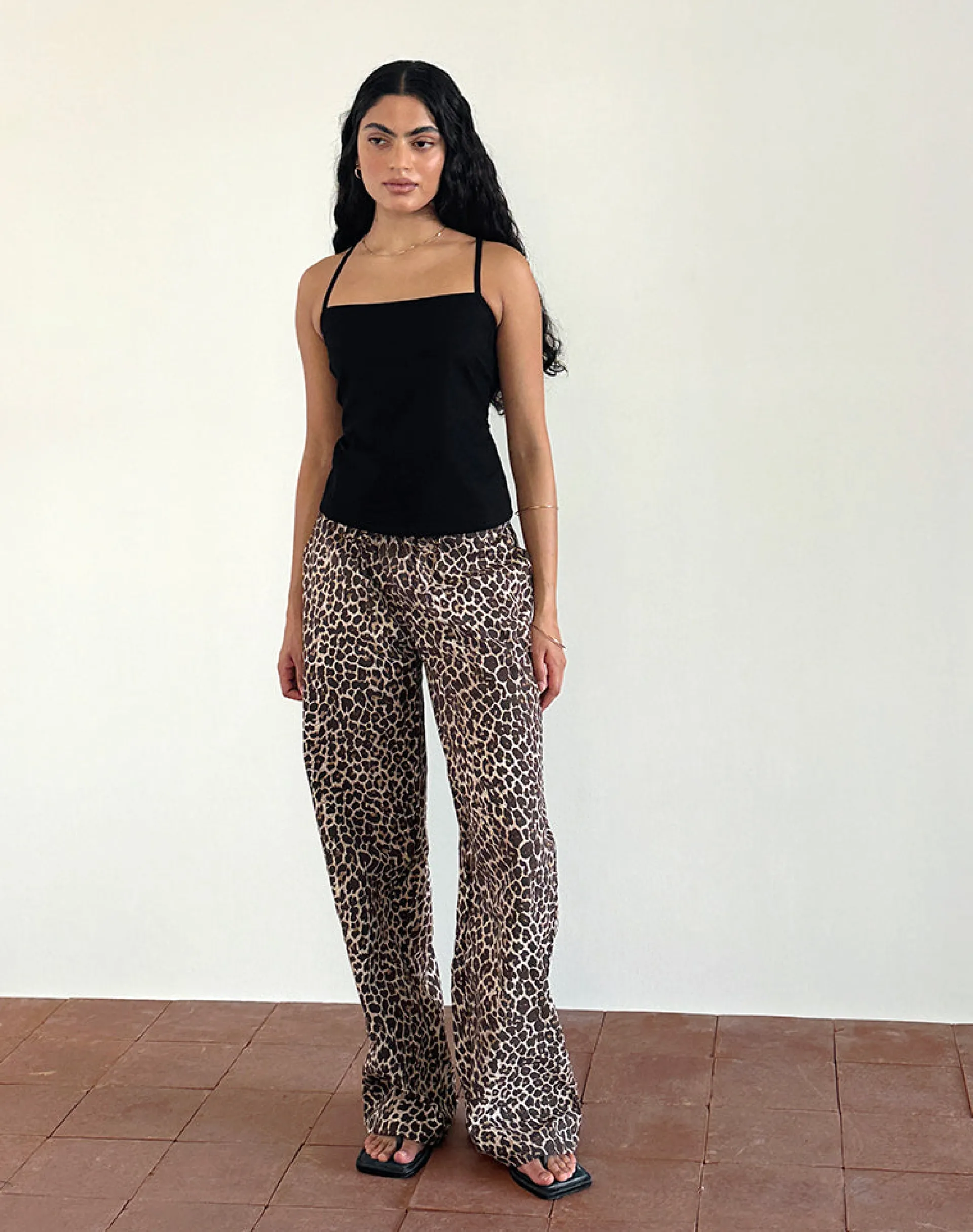 Motel Rocks Wide Leg Pants-Lirura Trousers in Rar Leopard Sandstorm RarLeopardSandstorm