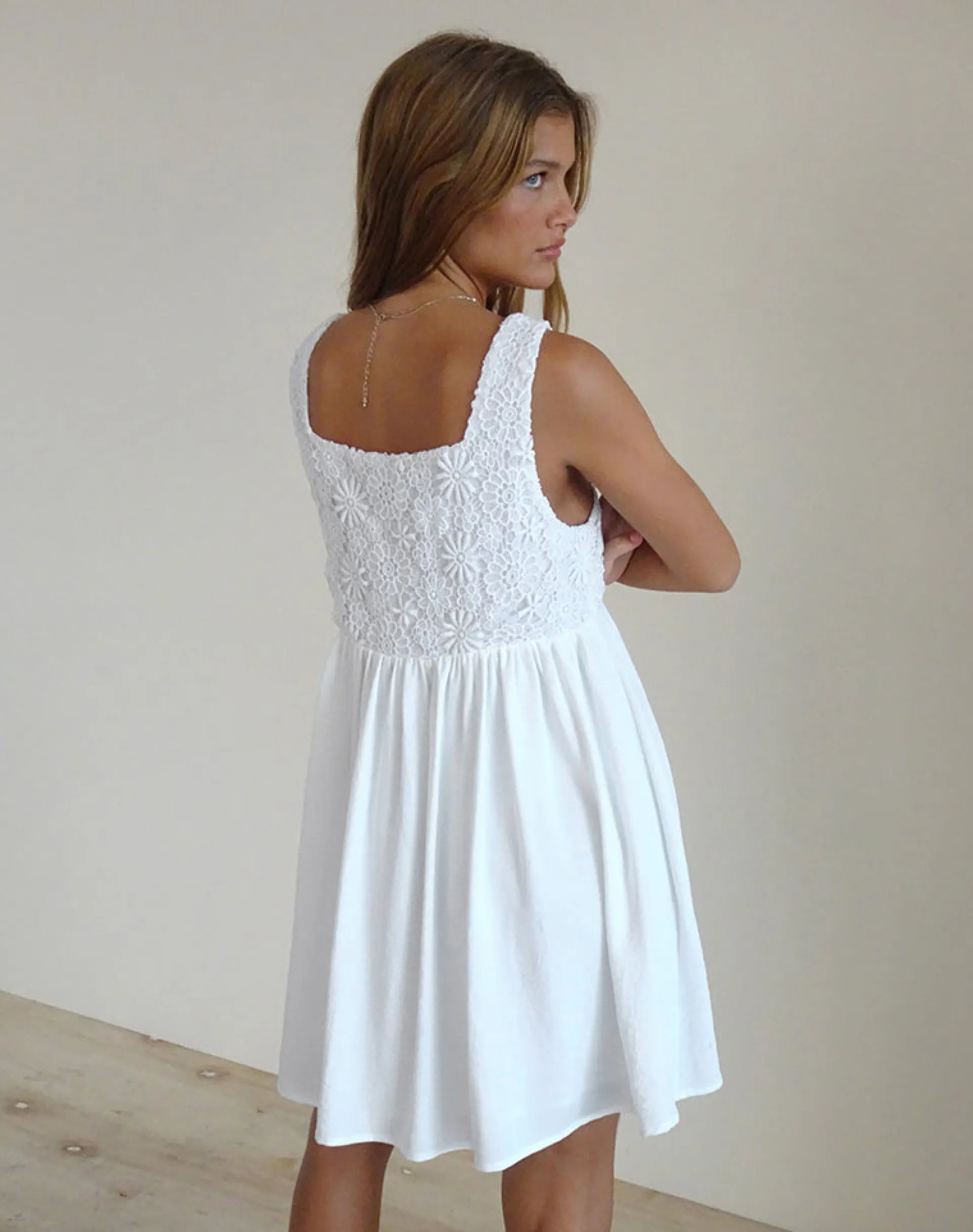 Motel Rocks Day Dresses | Mini Dresses-Liselotte Mini Dress in Ivory