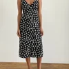Motel Rocks Printed Dresses | Day Dresses-Lisheva Midi Dress in Grunge Daisy Black GrungeDaisyBlack