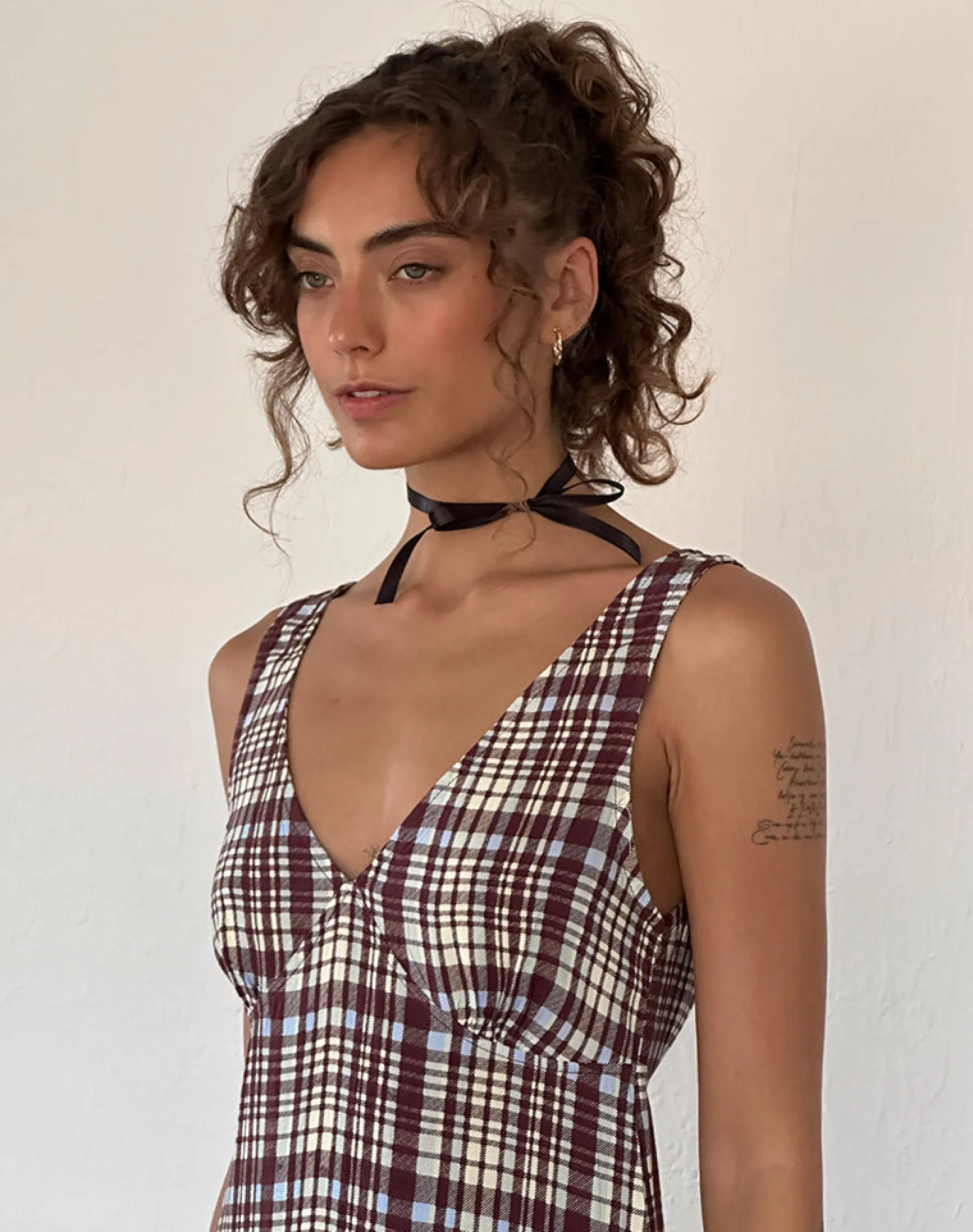 Motel Rocks Printed Dresses | Day Dresses-Liva Midi Dress in Multi Check Brown MultiCheckBrown