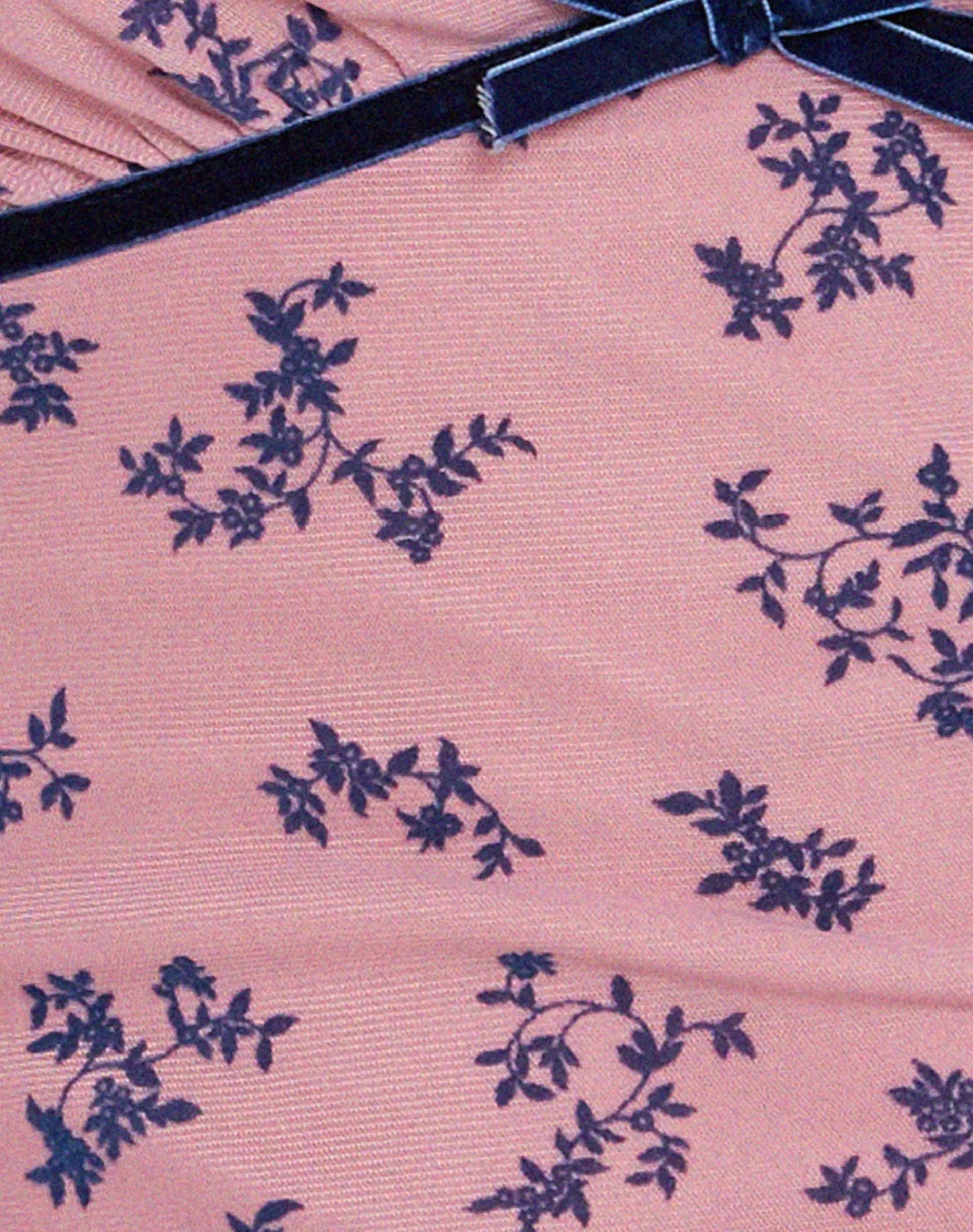Motel Rocks Printed Tops-Livi Mesh Top in Pink and Navy Botanist Flocking