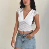 Motel Rocks Lace Tops | Going Out Tops-Livra Top in Clover Lace White CloverLaceWhite