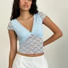 Motel Rocks Lace Tops-Livra Top in Clover Lace Blue CloverLaceBlue