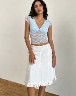 Motel Rocks Lace Tops-Livra Top in Clover Lace Blue CloverLaceBlue