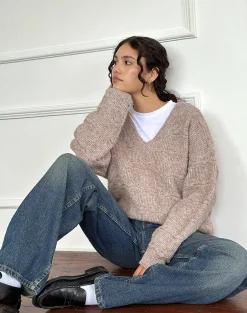 Motel Rocks Jumpers-Loka Oversized Jumper in Almond