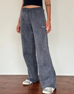 Motel Rocks Co-Ords-Loose Jogger in Black Wash with Off White 'MOTEL' Embroidery BlackWashwithOffWhite'MOTEL'Embroidery