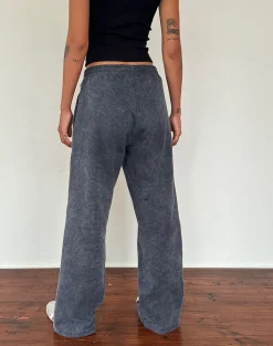 Motel Rocks Co-Ords-Loose Jogger in Black Wash with Off White 'MOTEL' Embroidery BlackWashwithOffWhite'MOTEL'Embroidery