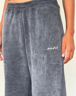 Motel Rocks Co-Ords-Loose Jogger in Black Wash with Off White 'MOTEL' Embroidery BlackWashwithOffWhite'MOTEL'Embroidery
