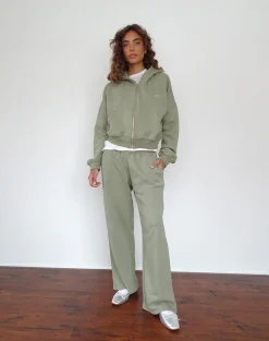 Motel Rocks Co-Ords-Loose Jogger in London Fog with Ivory 'MOTEL' Embroidery LondonFogwithIvory'MOTEL'Embroidery