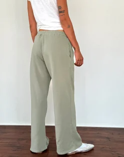 Motel Rocks Co-Ords-Loose Jogger in London Fog with Ivory 'MOTEL' Embroidery LondonFogwithIvory'MOTEL'Embroidery