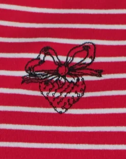 Motel Rocks Basic Tops | Vest Tops-Lorica Tank Top in Red and White Stripe with Strawberry Emb