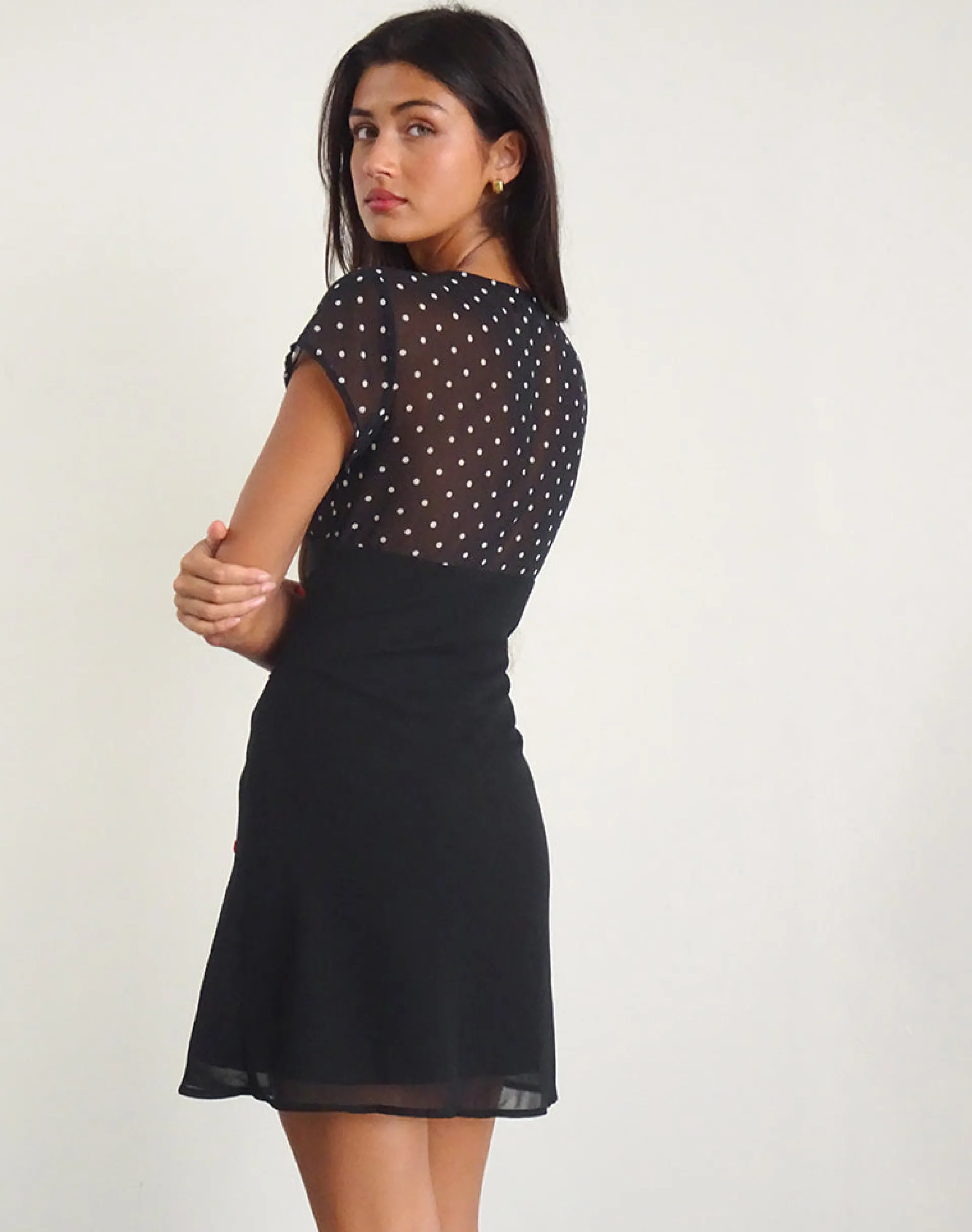Motel Rocks Mini Dresses-Lovita Mini Dress in Basic Polka Black