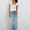 Motel Rocks Denim Skirts | Maxi Skirts-Low Rise Denim Maxi Skirt in Bleach Denim BleachDenim