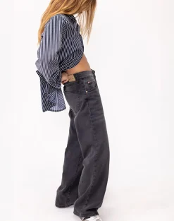 Motel Rocks Low Rise Pants | Jeans-Low Rise Parallel Jeans in Vintage Black VintageBlack