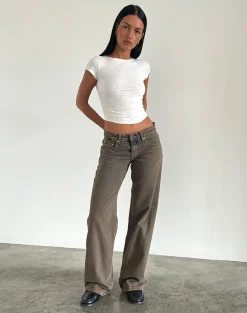 Motel Rocks Low Rise Pants | Jeans-Low Rise Parallel Jeans in Dark Sand darksand