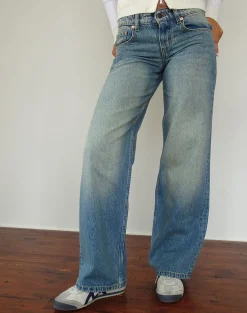 Motel Rocks Low Rise Pants | Jeans-Low Rise Parallel Jeans in Sea Green seagreen