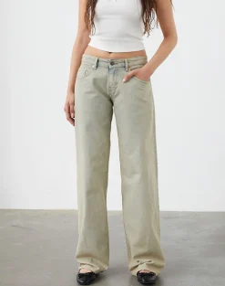 Motel Rocks Low Rise Pants | Jeans-Low Rise Parallel Jeans in Desert Sand Wash dessertsandwash