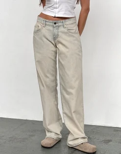 Motel Rocks Jeans | Straight Leg Jeans-Low Rise Parallel Jeans In Arctic Blue ArcticBlue