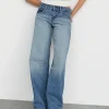Motel Rocks Jeans | Straight Leg Jeans-Low Rise Parallel Jeans in Powder Blue PowderBlue