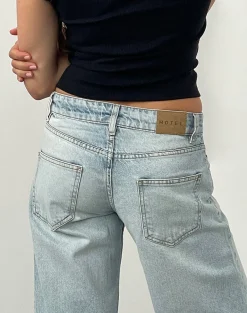 Motel Rocks Jeans | Straight Leg Jeans-Low Rise Parallel Jeans In Extreme Light Wash Blue ExtremeLightWashBlue