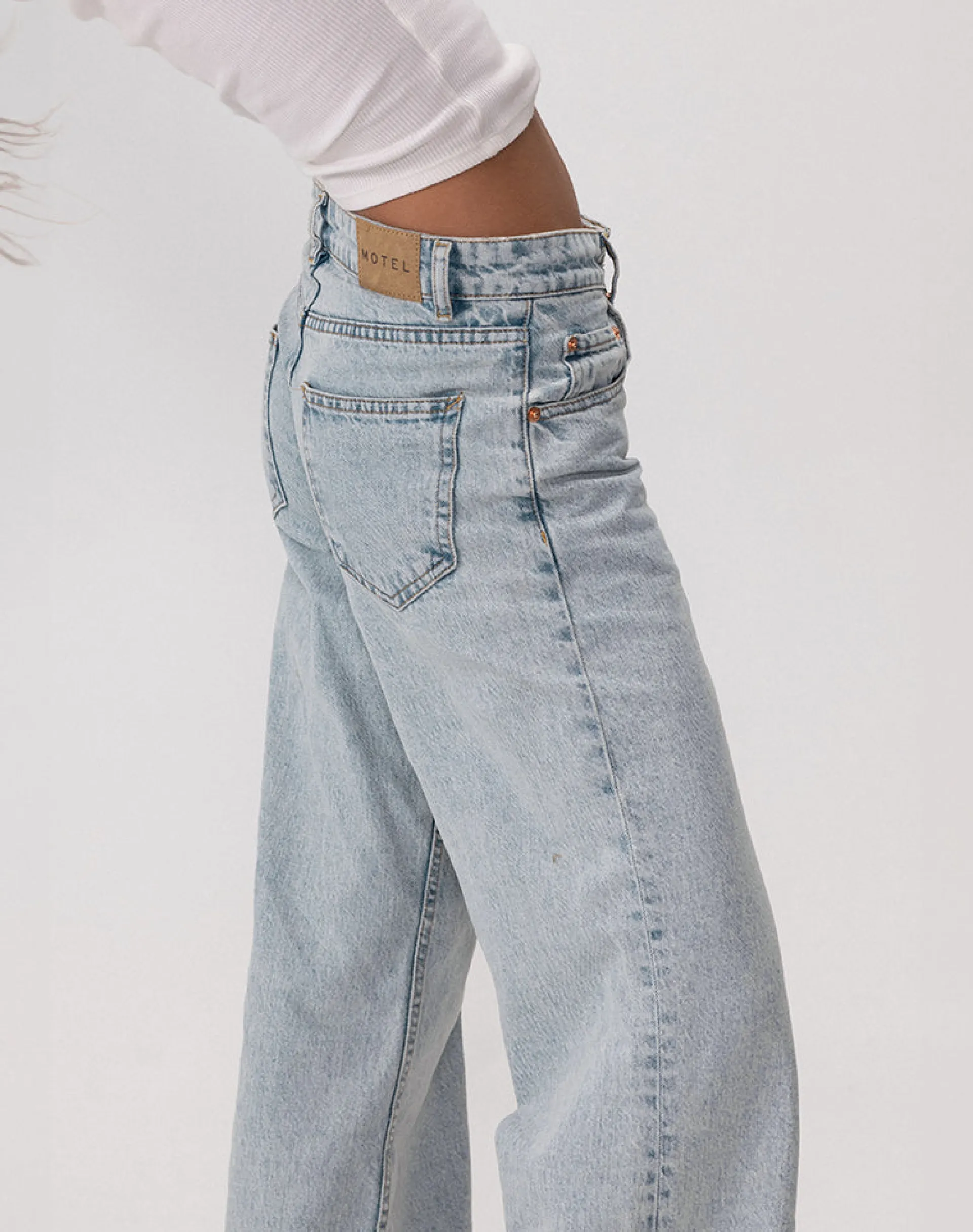 Motel Rocks Low Rise Pants | Jeans-Low Rise Parallel Jeans in 80s Light Blue Wash 80sLightBlueWash