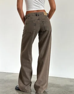 Motel Rocks Low Rise Pants | Jeans-Low Rise Parallel Jeans in Dark Sand darksand