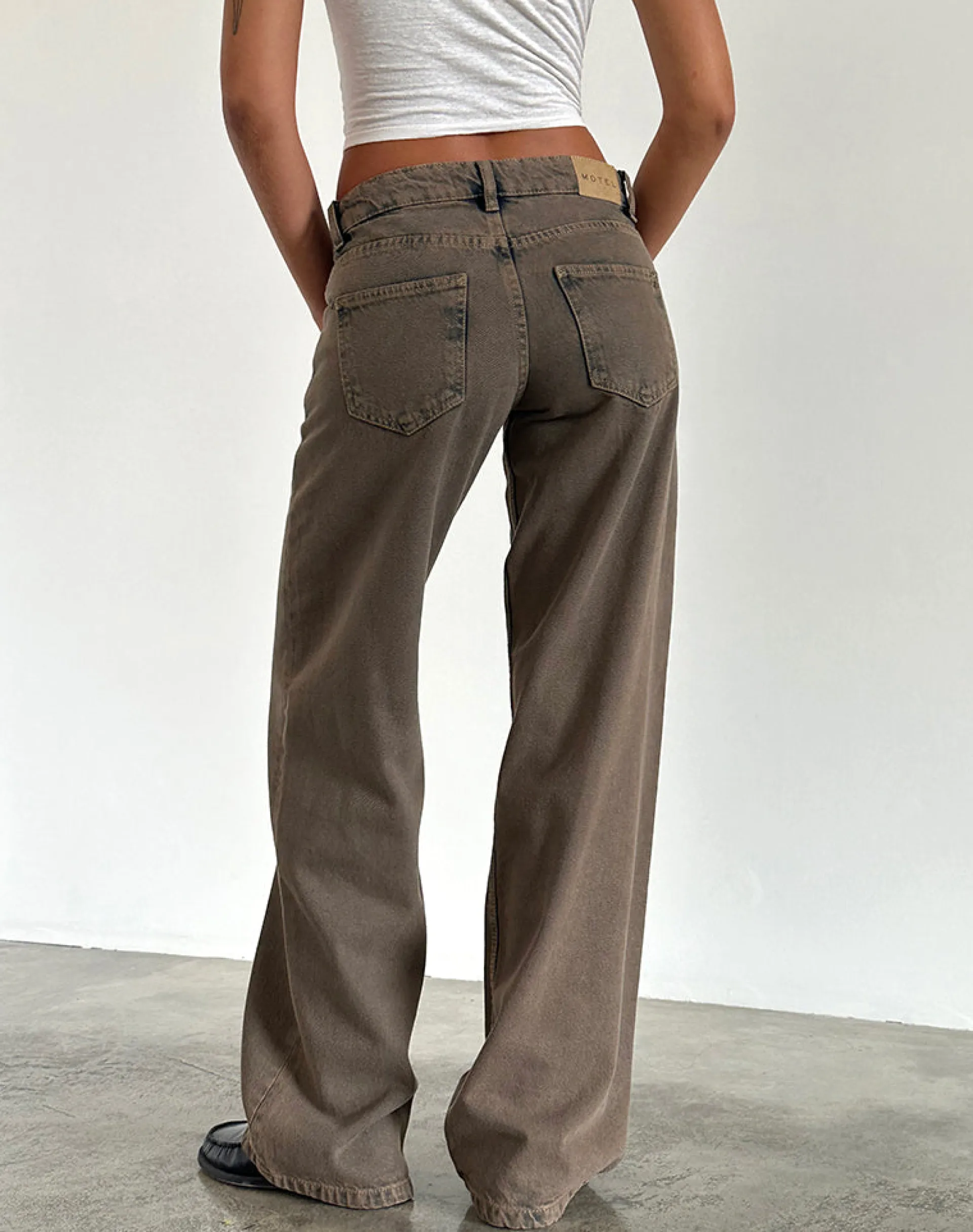 Motel Rocks Low Rise Pants | Jeans-Low Rise Parallel Jeans in Dark Sand darksand